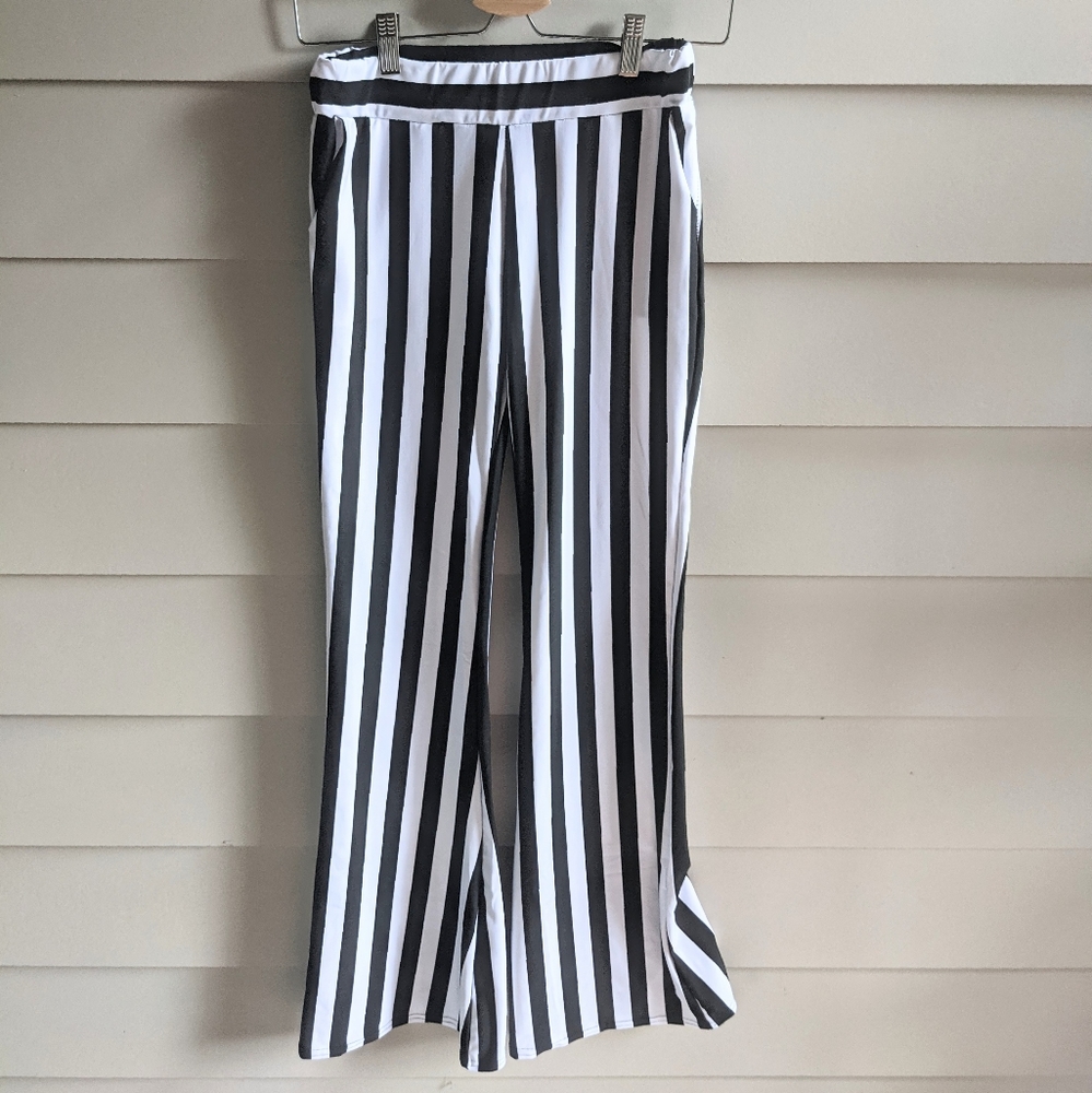 Striped bell bottom leggings